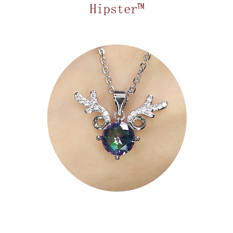 Hot Sale Fashion Classic Moissanite Antlers Pendant White Gold Necklace