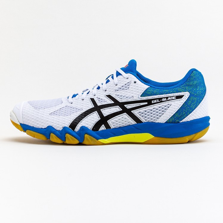Sepatu Badminton dan Tenis Tennis Asics Gel Blade 7 White Blue Original