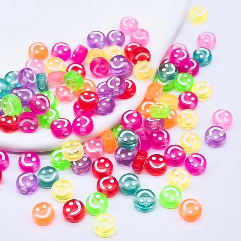 100 Pcs Manik-Manik Bahan Plastik Warna-Warni Ukuran 6mm Untuk Aksesoris Perhiasan Gelang