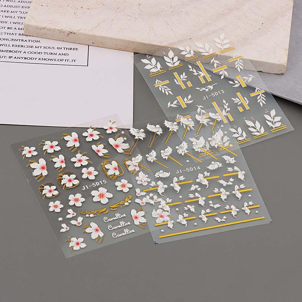 MXBEAUTY Bunga Stiker Kuku Wanita Fashion Manicure Aksesoris Alfabet Inggris Perekat Diri Nail Art Dekorasi