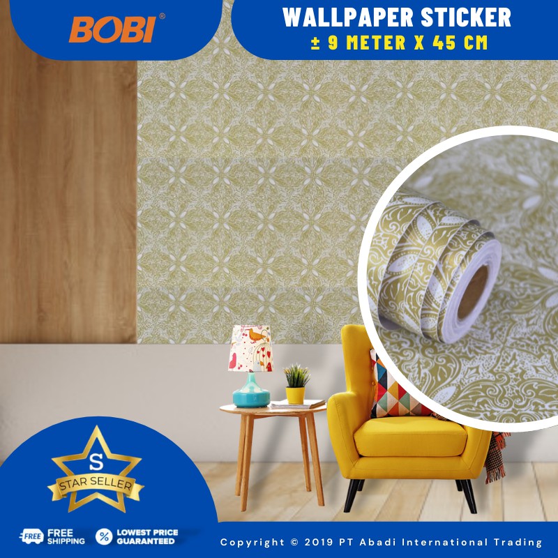 Wallpaper Sticker Dinding Motif Corak Batik Emas 5185-1/Wallpaper Sticker Motif