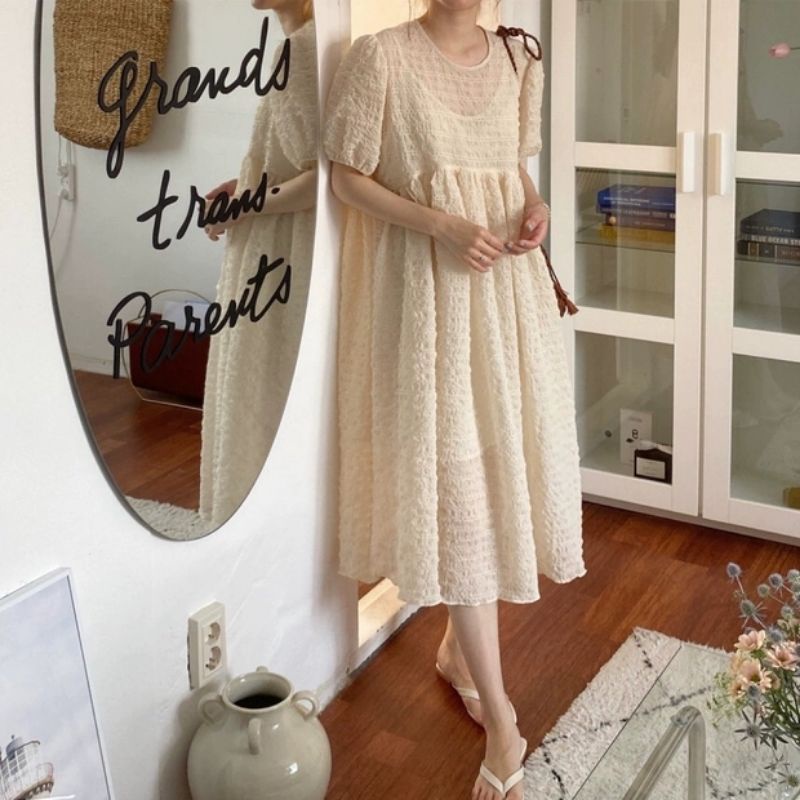 MDLV ~ 1984 Anadora Flare Dress Free Inner Tantop Dress Babydoll Fashion Import