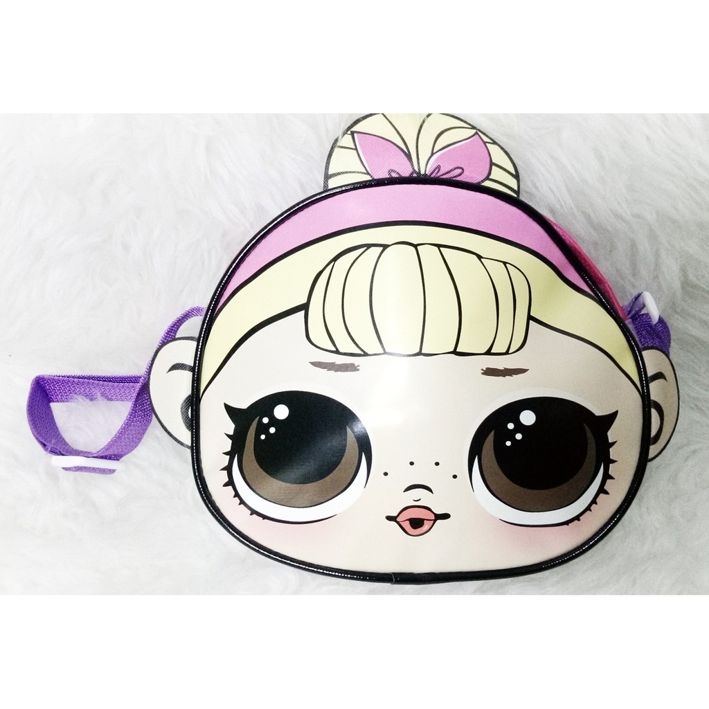 TK07 Tas Kulit/Kanvas Anak Slingbag Slempang Bulat Kepala LOL 21x18x7cm