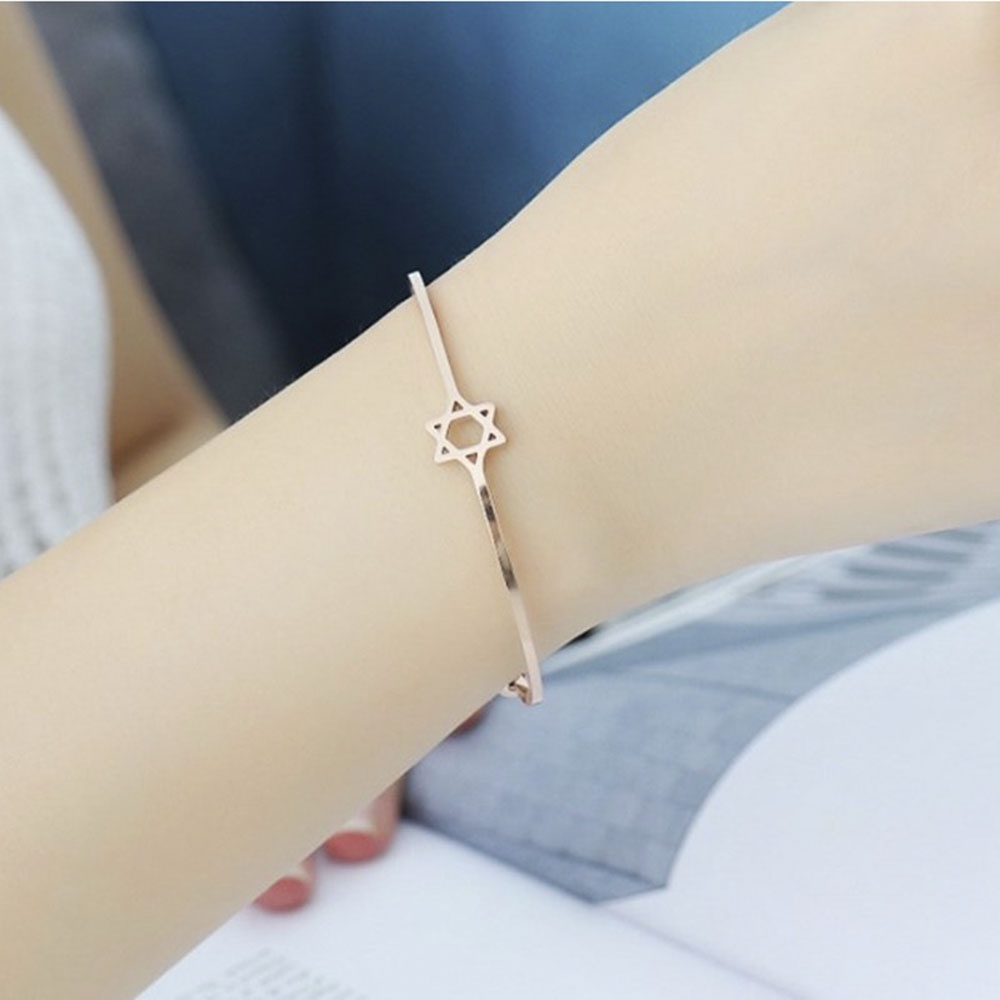 aaoottuuoo5.id Cod   Classic Open Rose Gold Silver Bracelet Six-star Accessory Bangle Women Elegant Jewelry Gifts