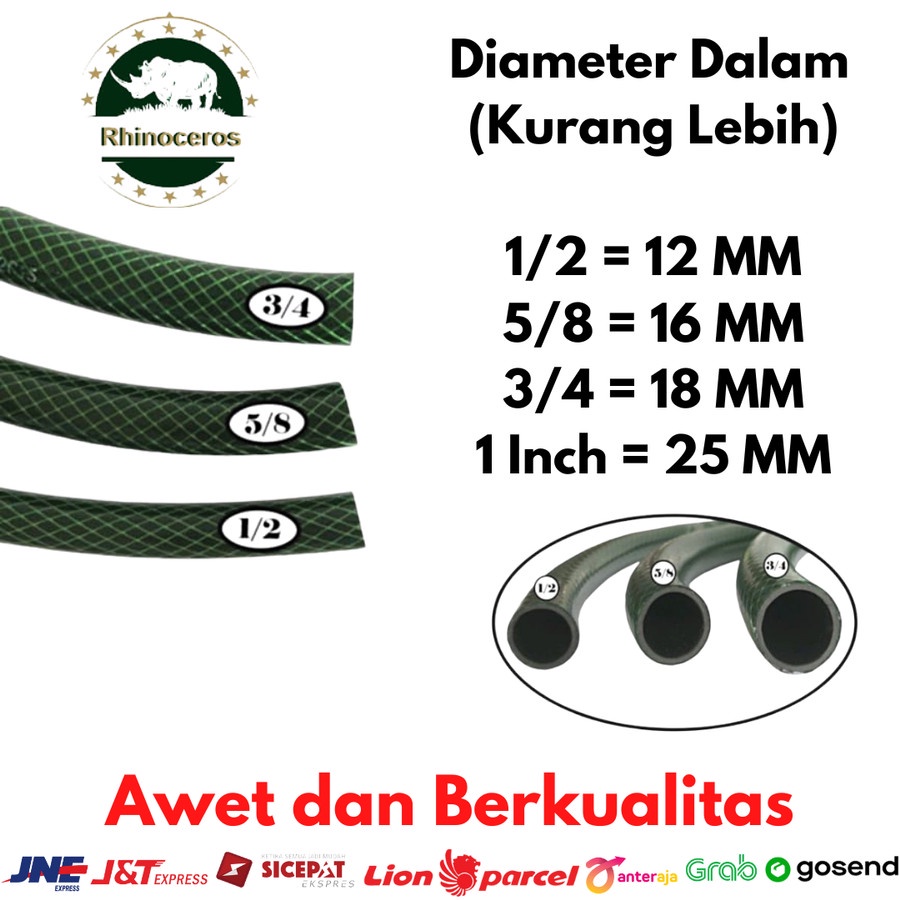 Selang Air 5/8 Paket Hijau Variasi Bengkok 15Meter Selang Air Taman