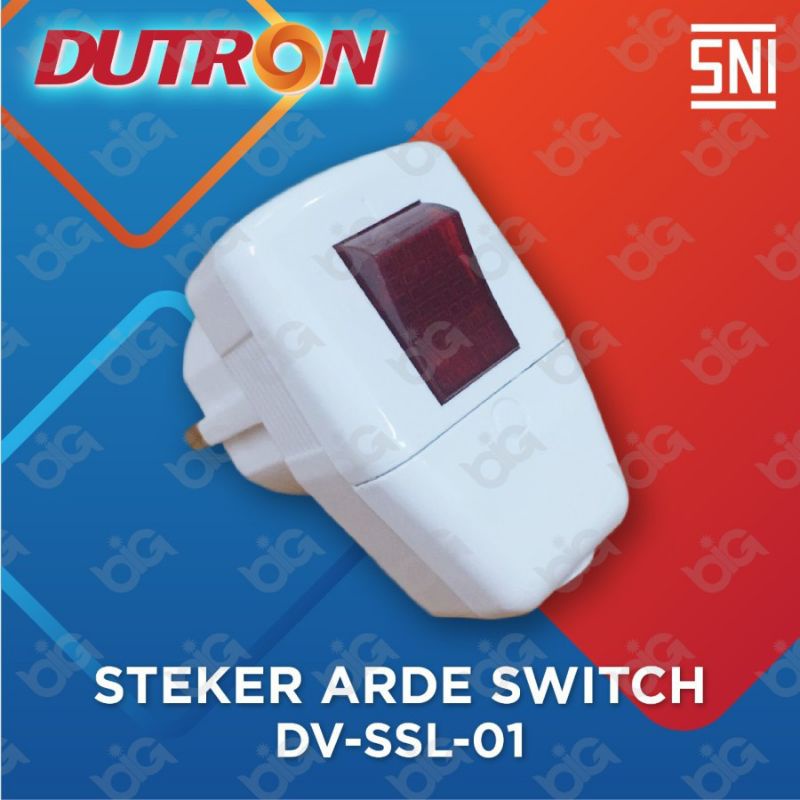 STEKER ARDE SWITCH DUTRON DV-SSL-01 COLOK COLOKAN SAMBUNGAN LISTRIK KUNINGAN ASLI 1 LUBANG ADA SAKLAR STOP KONTAK TANPA KABEL