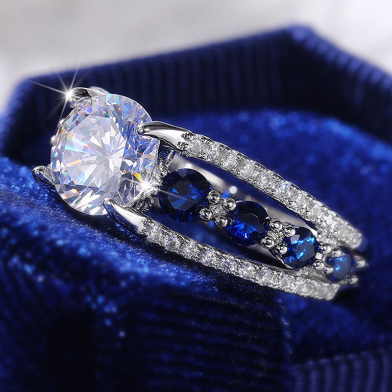 Fashion Versatile Female Finger Rings For Party Blue/White Cubic Zirconia Design Elegant Women Accessories Trends Jewelry|