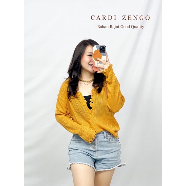 BAJU ATASAN CEWEK WANITA CARDI ZENGO FASHION RAJUT LENGAN PANJANG KEKINIAN