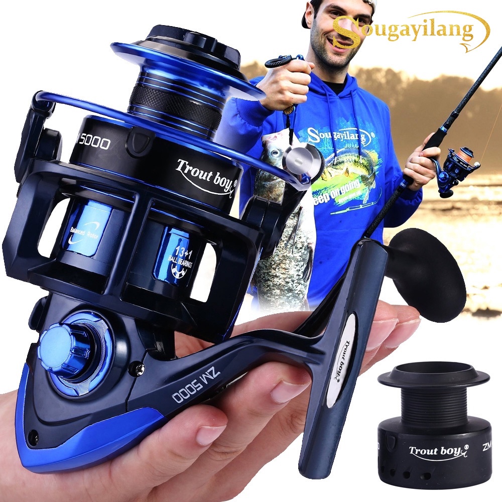 Reel Pancing Gulungan Pancing Speed 13+1BB 4.7:1 GR With Spare Coil Sea Fishing Reel Saltwater Freshwater Spinning Reel Max Drag 15kg Fishing Wheel