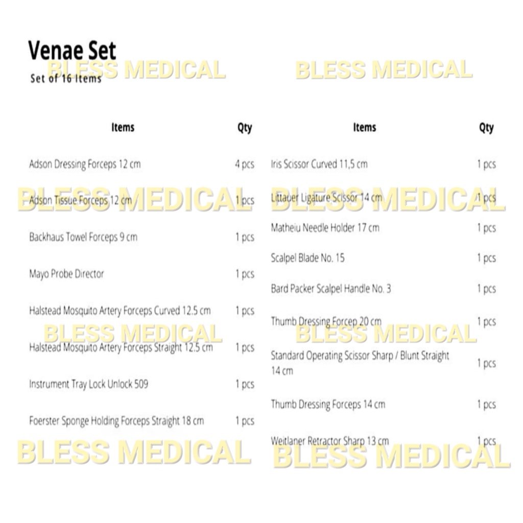 Venae Sectio Set of 16 Items