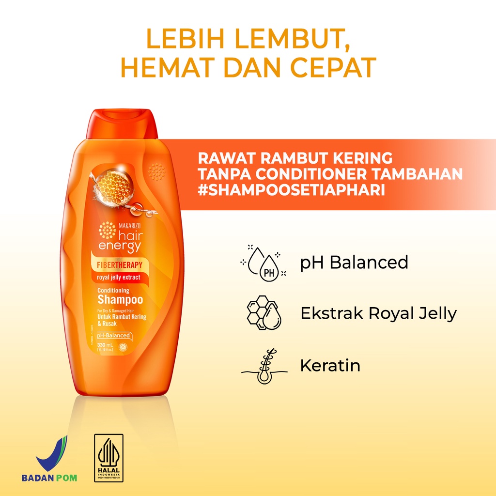 Makarizo Hair Energy Fibertherapy  Conditioning Shampoo Royal Jelly 330 mL / Shampo Kondisioner-2