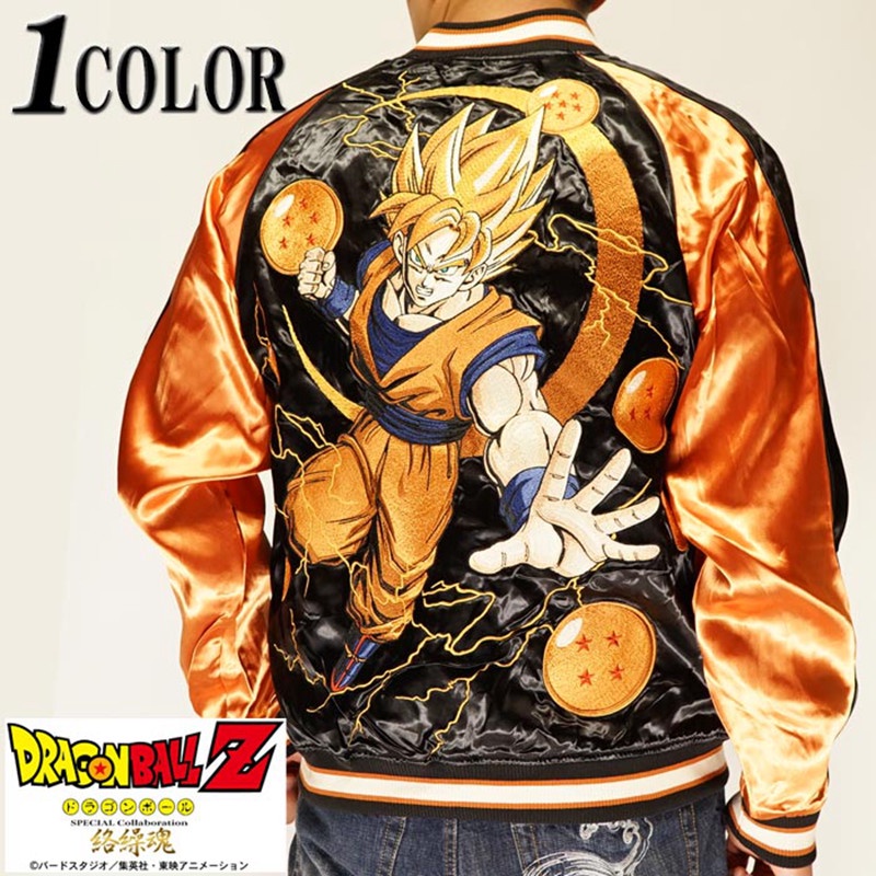 【QTakasi】Japanese and handle Yokosuka Embroidered Double Sided Jacket Dragon Ball Sun Wukong Super Saiyan Awakening Spring Autumn