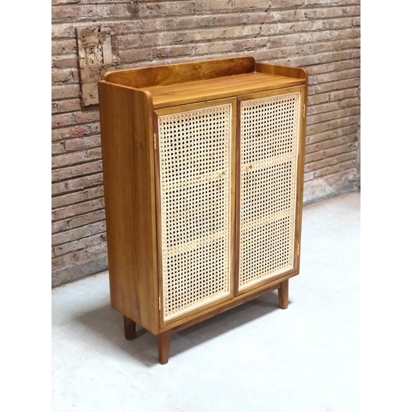 BUFET LEMARI ROTAN KAYU JATI MINIMALIS/LEMARI ROTAN/ LEMARI SEPATU/ LEMARI SEPATU ROTAN/LEMARI SEPAT