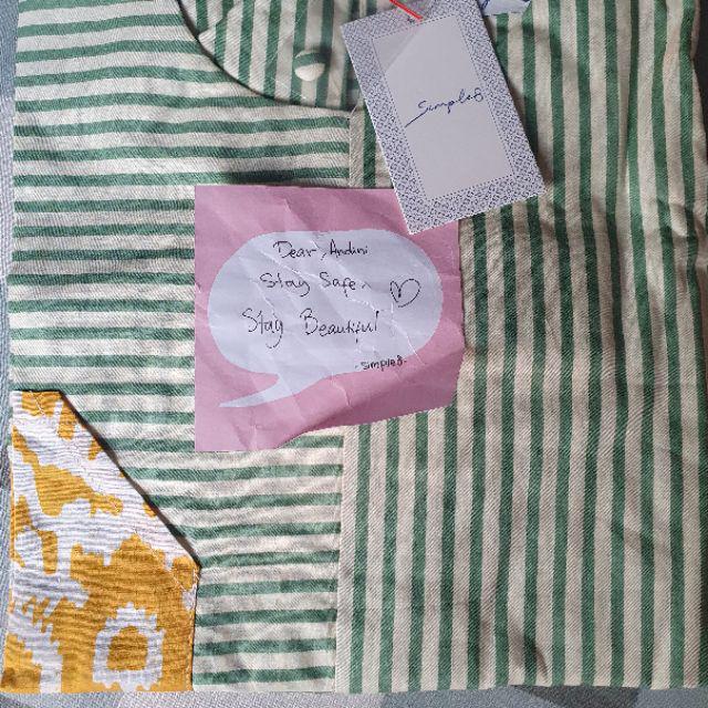 Simple 8 Kaneru Tunic Atasan Tunik Garis Wanita Kombinasi Batik Cap