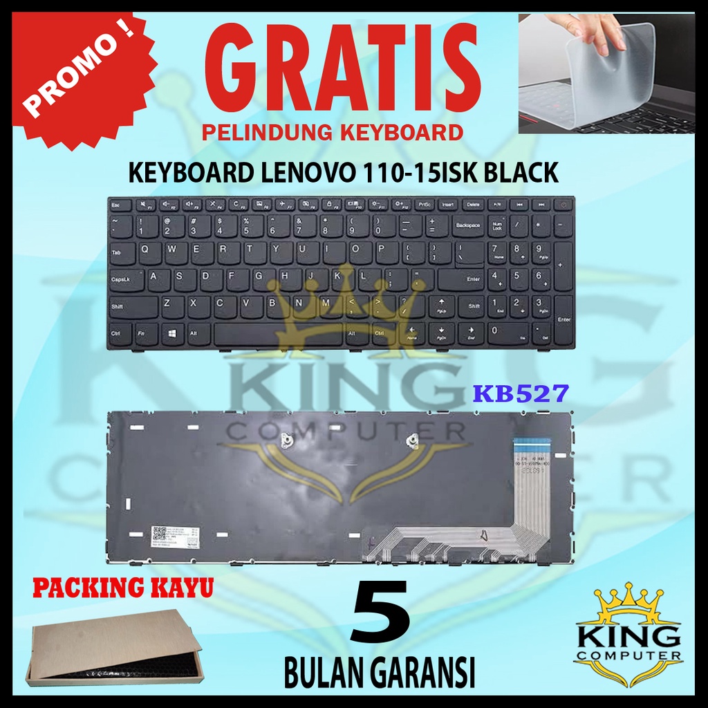 Keyboard Laptop Lenovo 110-15ISK Black FREE KEYBOARD PROTEKTOR