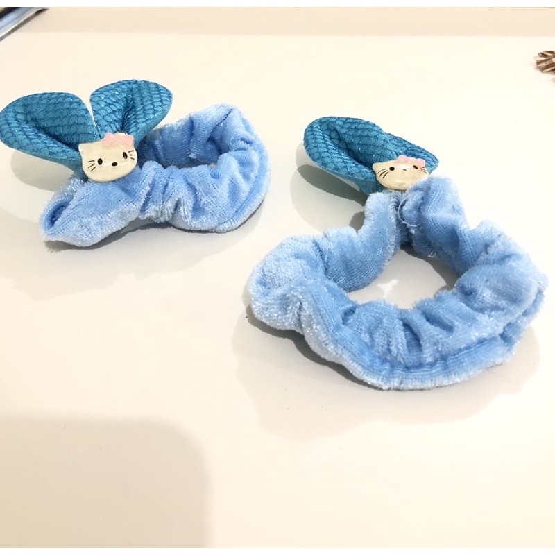 Karet rambut bunny kitty, jepit pita coklat - preloved