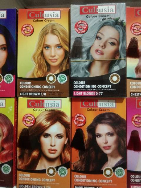 CULTUSIA Hair Color Colour Cream Pewarna Cat Rambut AMMONIA abu abu. 0-77 pewarna rambut instan