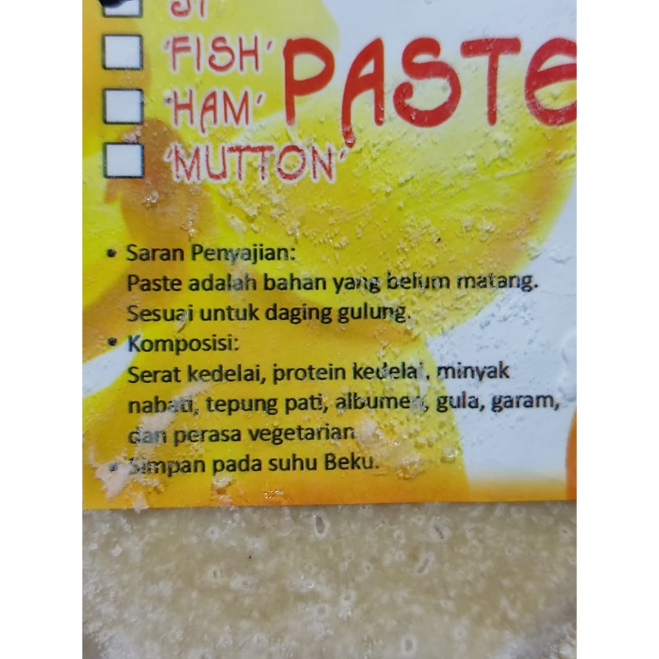 

Daging Cincang Vegetarian / paste ayam, Ham, Fish, Mutton, Baso 500GR