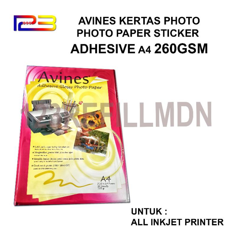 

AVINES KERTAS PHOTO PAPER STICKER ADHESIVE 135GSM