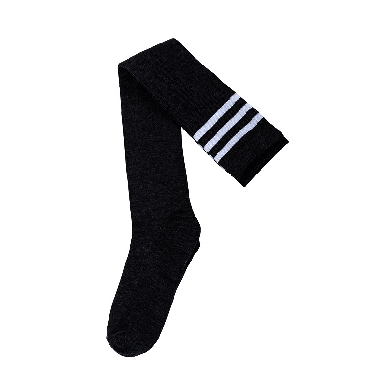 OKST overknee socks kaos kaki panjang sepaha over knee black hitam 3 strip-hitam strip putih