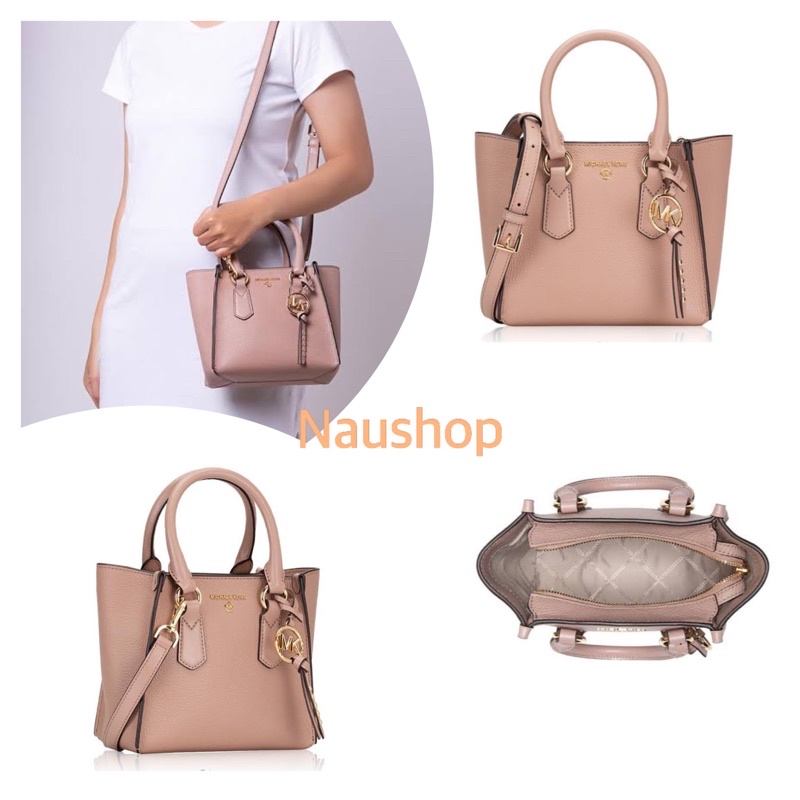 Tas MK MICHAEL KORS Kris Leather Small Satchel Fawn