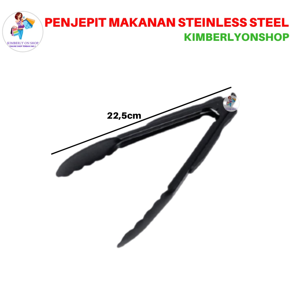 Capitan Makanan Stainless Steel Penjepit Makanan Food Tong Hitam