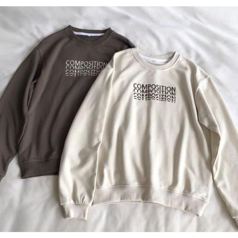 (COD) SWEATER WANITA TERBARU COMPOSITION SWEATER CEWEK MURAH FLEECE TEBAL CREWNECK KEKINIAN