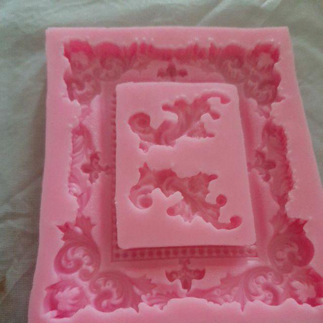Cetakan Kue Bingkai Bunga Mawar Renda Silicone Rose Flower Lace Vintage Frame Cake Baking Mold