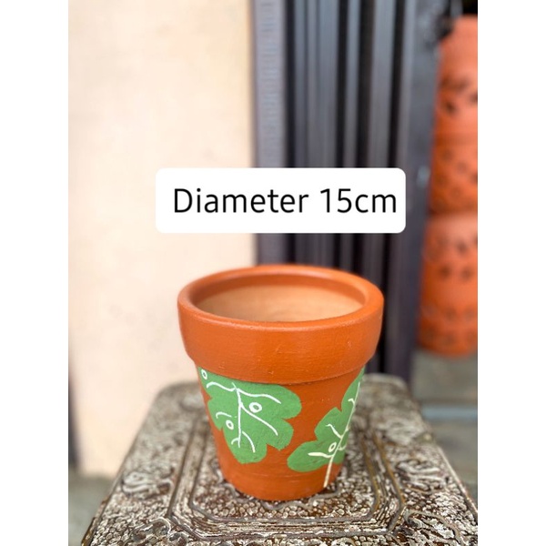 pot sabuk teracota lukis d15 t15 gerabah keramik