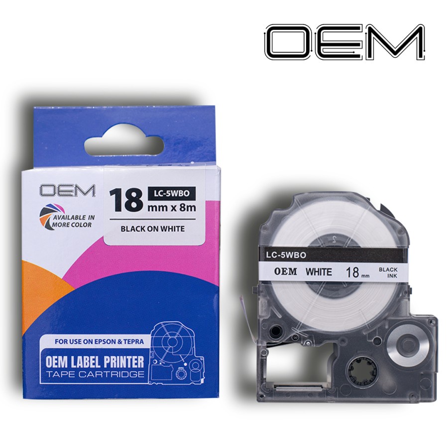 LABEL TAPE 18mm x 8m FOR USE ON EPSON LABELWORKS (OEM)