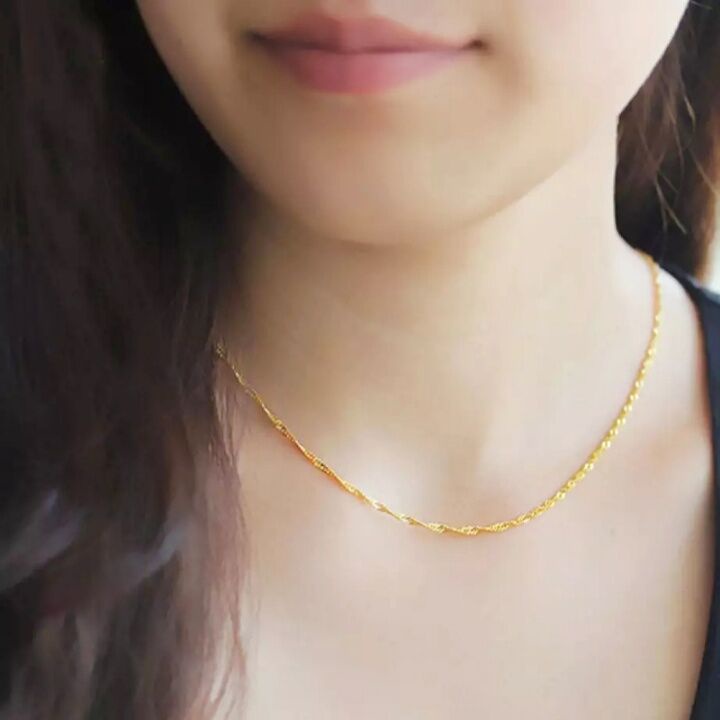 Kalung cantik asli anti luntur MELINTIR-GOLD anti karat ori kalung pengganti emas 24k dewasa model t