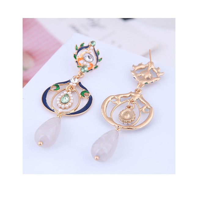 LRC Anting Tusuk Fashion Branch Metal Drop Ear Stud A59280