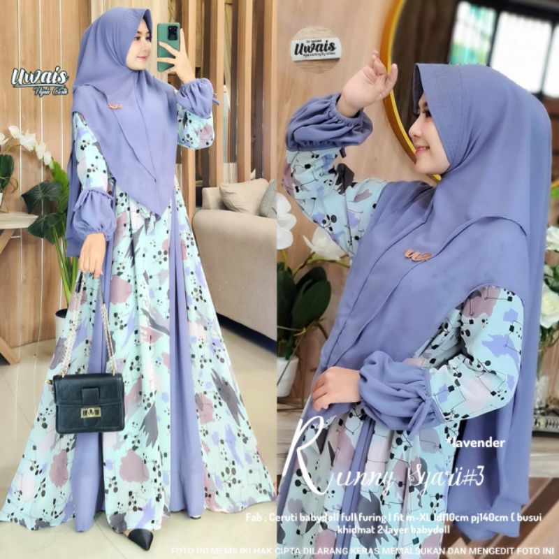 Uwais Gamis syari pakaian wanita muslimah { Fit M - XL }