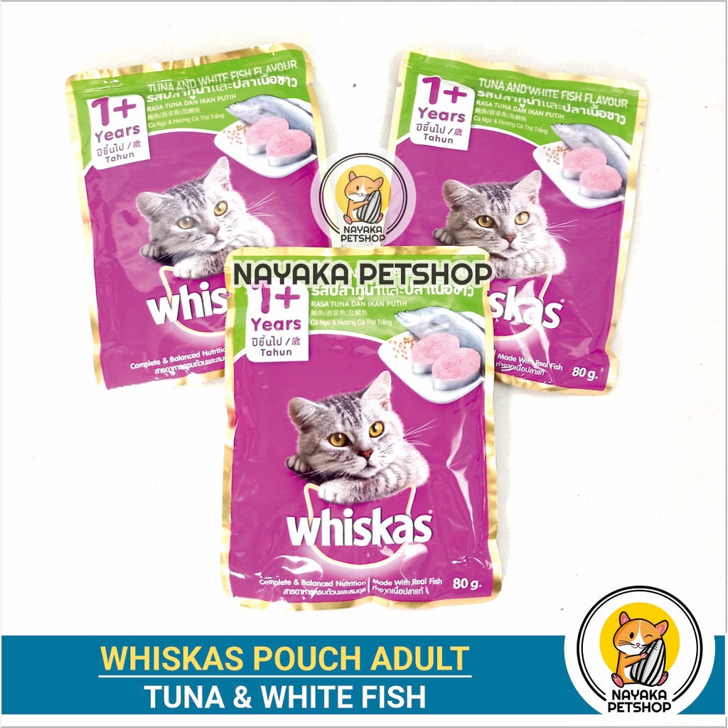 Whiskas Tuna White Fish Pouch Makanan Kucing Basah Pakan Wet Food