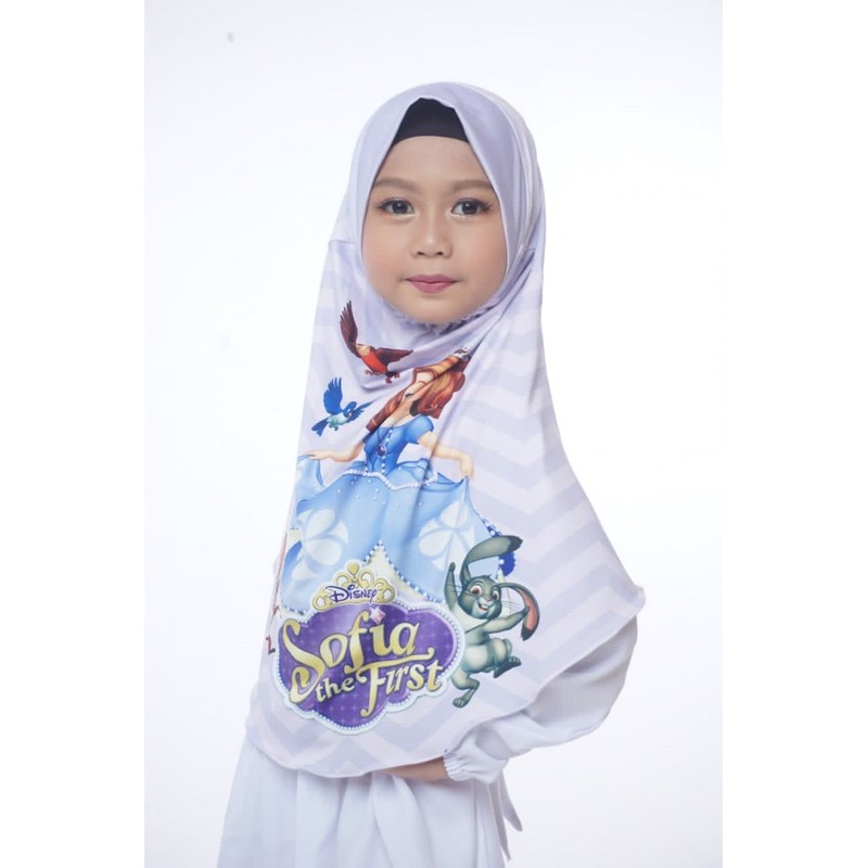 BERGO HIJAB INSTANT PRINTING ANAK MOTIF SHOFIYA / JILBAB INSTANT ANAK KARAKTER LUCU