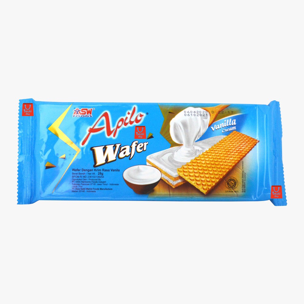 

Apilo Wafer Vanilla Cream Biskuit Wafer dengan Isi Krim Vanilla Eceran - 28gr