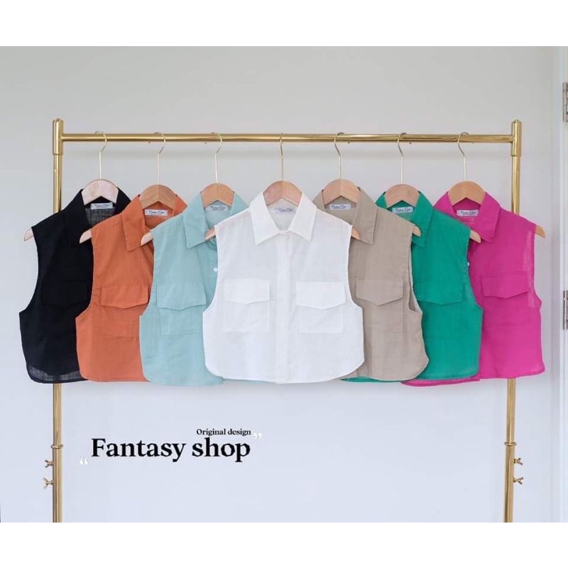 KEMEJA FANTASY SHOP MOTIF CROP TANK FASHION WANITA IMPORT BANGKOK CODE F 02