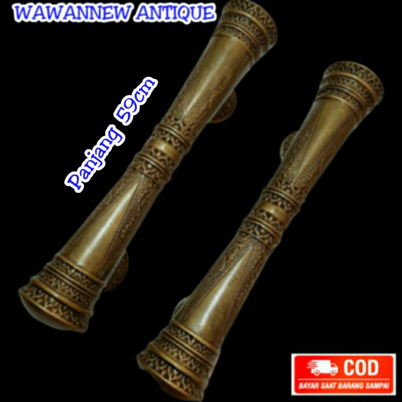 Handle Pintu / Gagang Pintu Rumah Pagar Kuningan Antik Murah Motif Ukir Godo 59cm