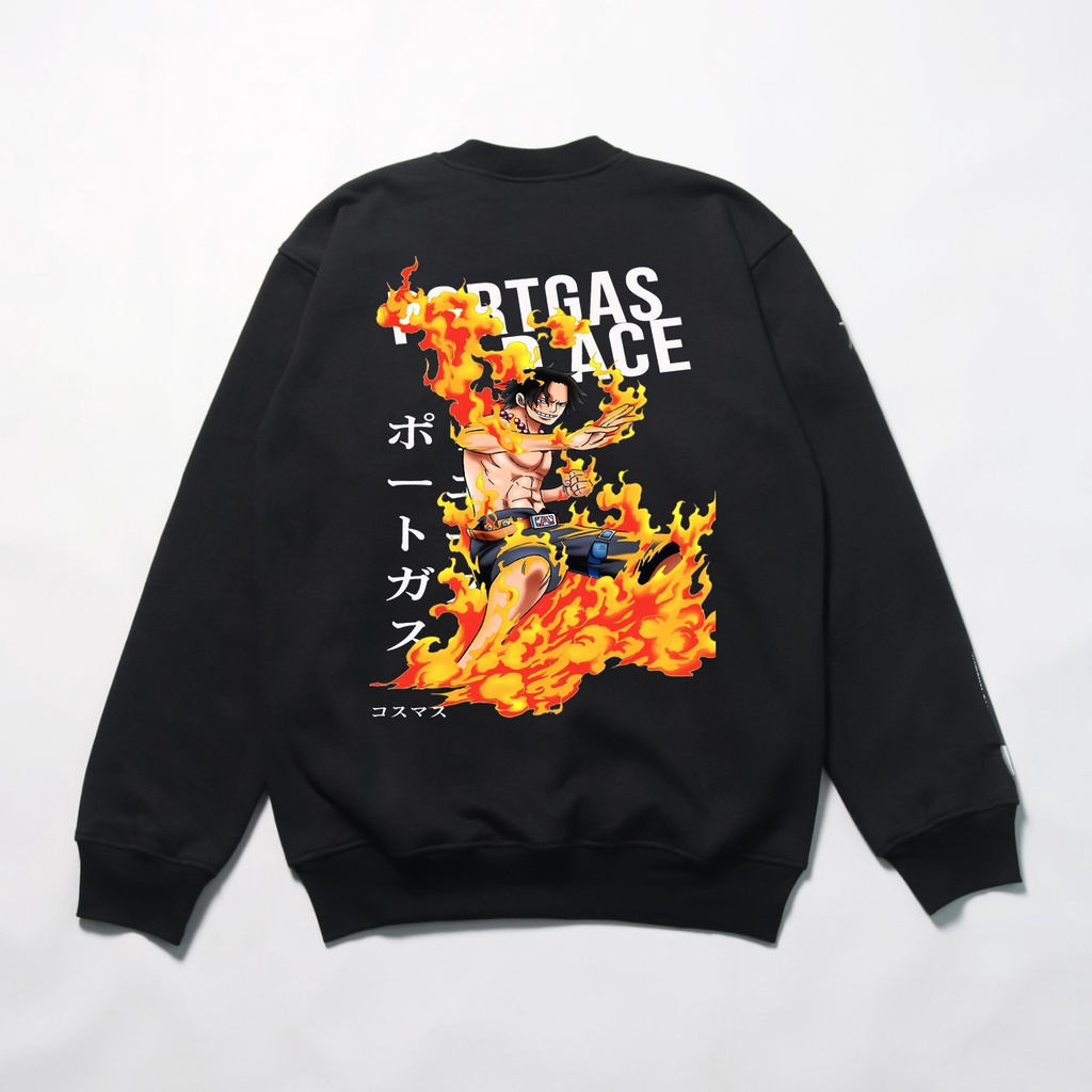 Crewneck anime one piece ace fire - Crewneck animasi one piece - Sweater anime