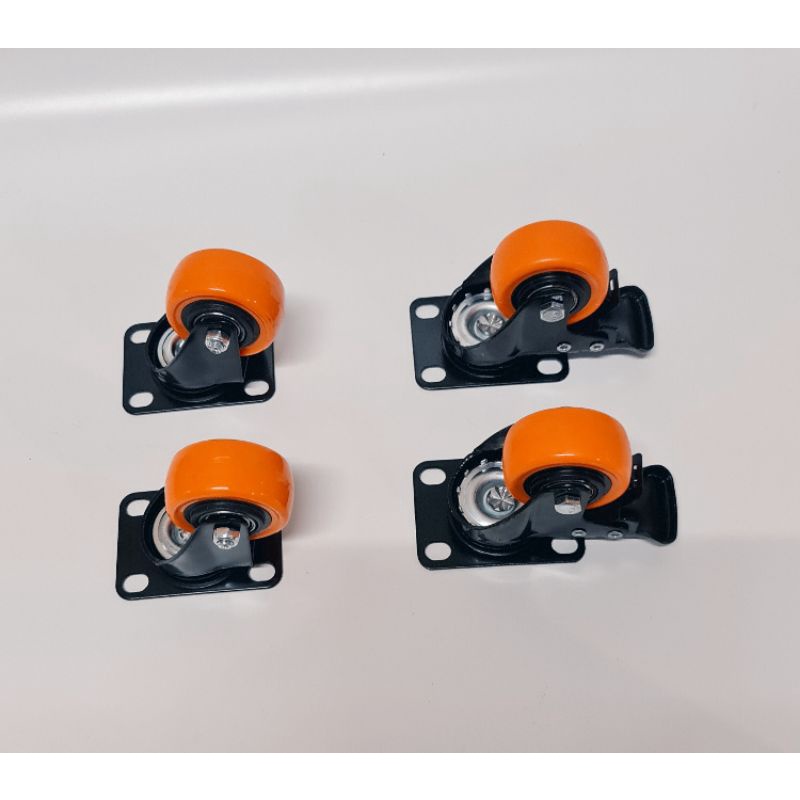 RODA LEMARI KECIL 1,5 INCH PU OREN 2REM 2PUTAR (HARGA 4 RODA)