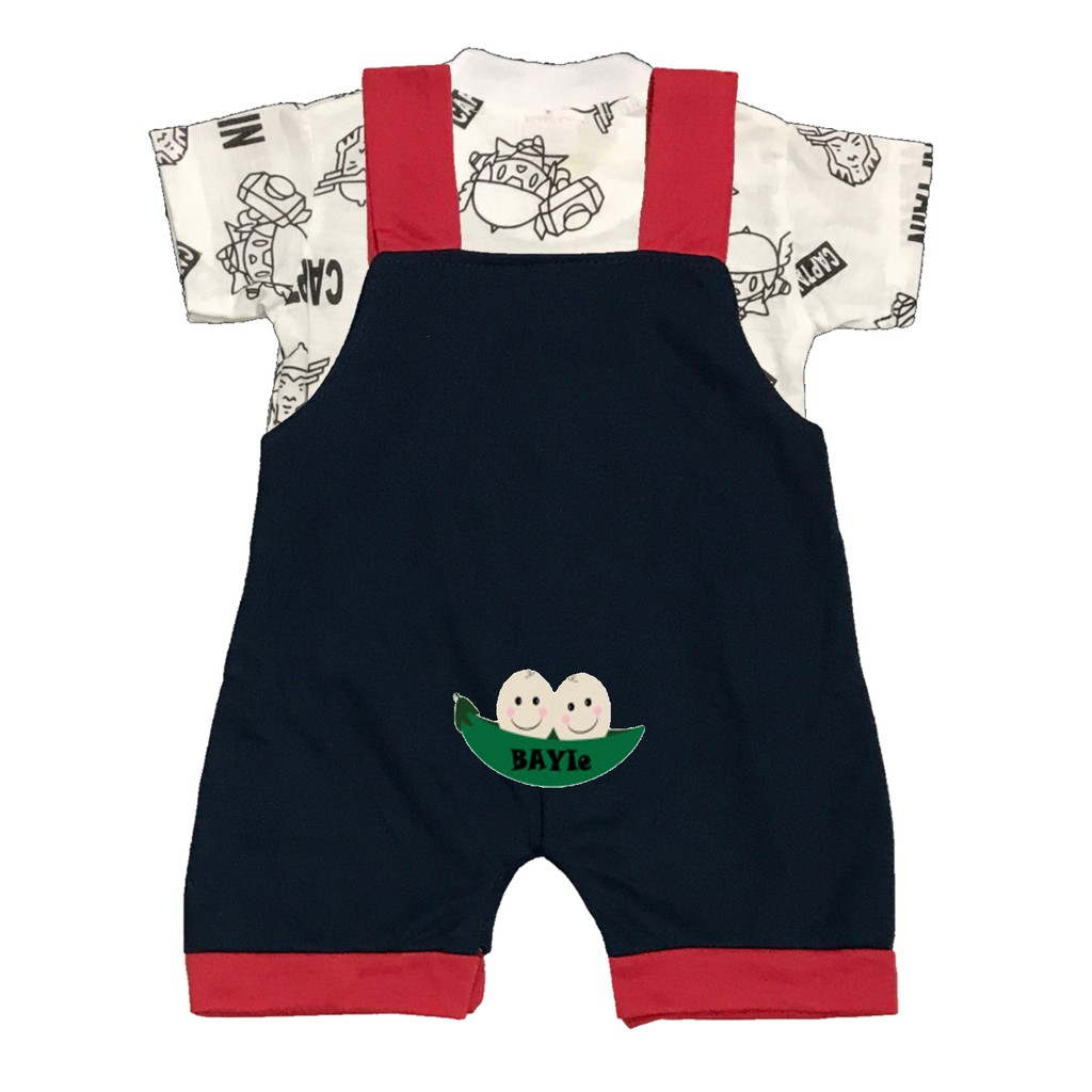 BAYIe - Baju Bayi/Anak lengan Pendek Model Jumper/Romper/Hansop motif CAPTAIN LITTLE/Baju Kodok Anak