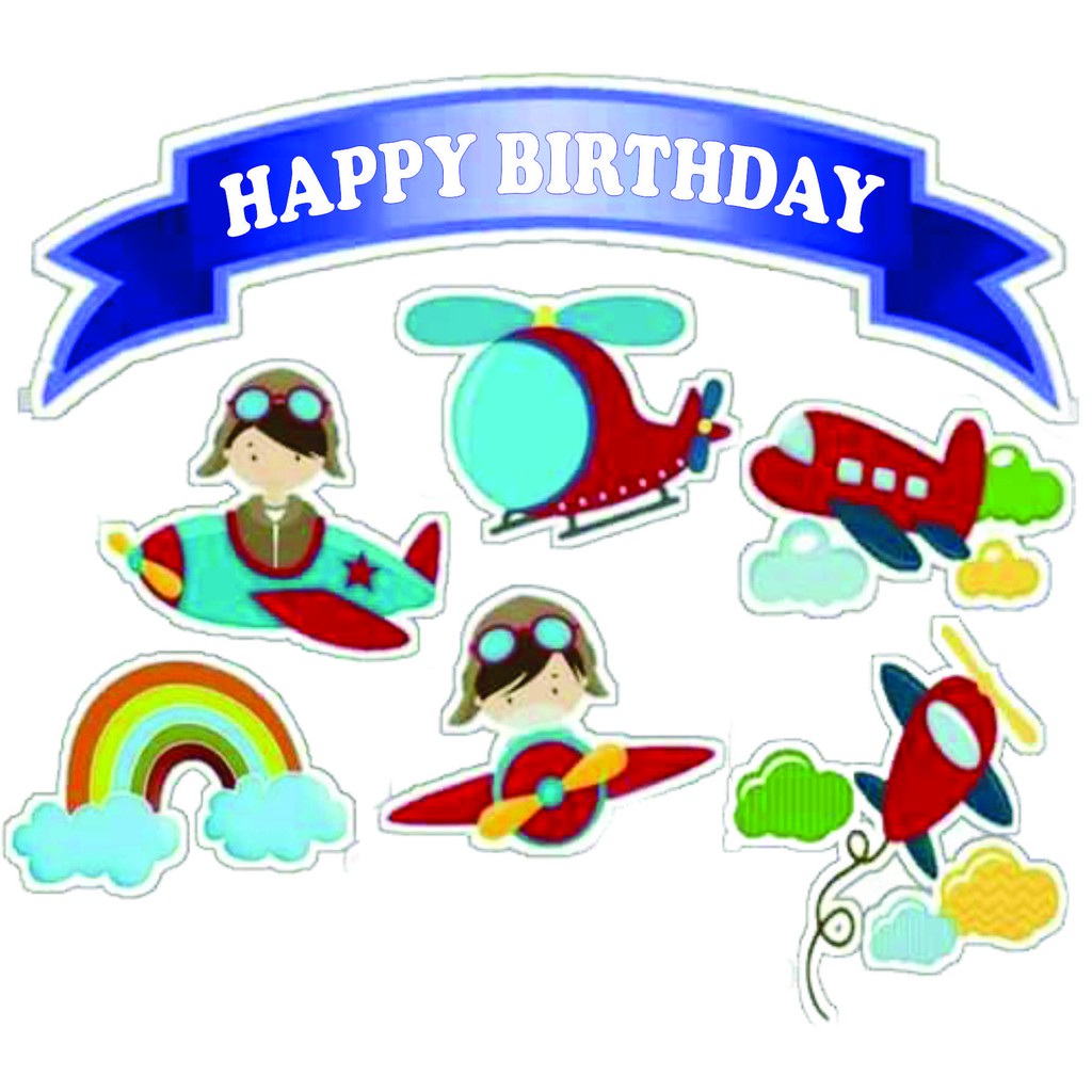 

TOPPER CAKE CUSTOM TOPPER ULANG TAHUN / HIASAN KUE AIRPLANE PESAWAT