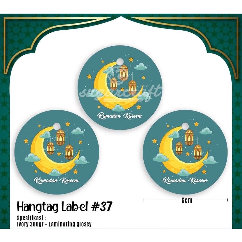 

Hangtag Lebaran Idul Fitri label bulat hijau bulan, harga untuk 10pcs