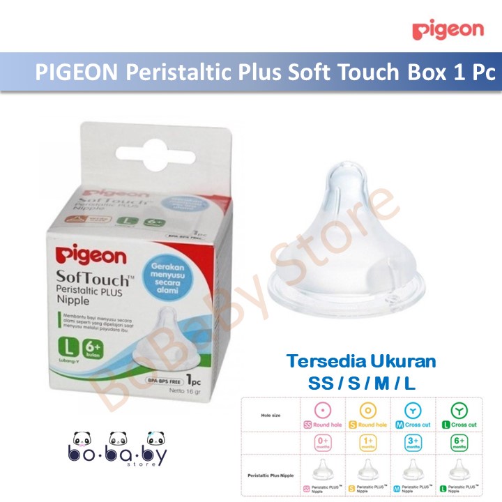 Pigeon Dot Bayi Nipple Soft Touch Peristaltic Plus Wide Neck S,M,L,LL, LLL kemasan box 1pc, 2pc dan blister 3pc