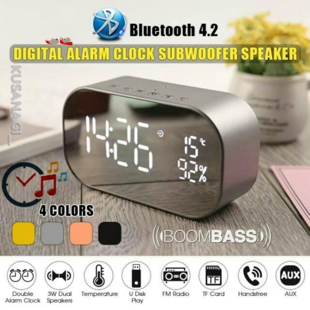 VGKG FV-S2 Speaker Bluetooth Wireless Alarm Clock Subwoofer aktif Powerbank musik box spiker A3