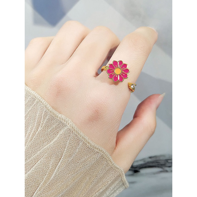 Cincin Fidget Spinner Motif Bunga Untuk Wanita