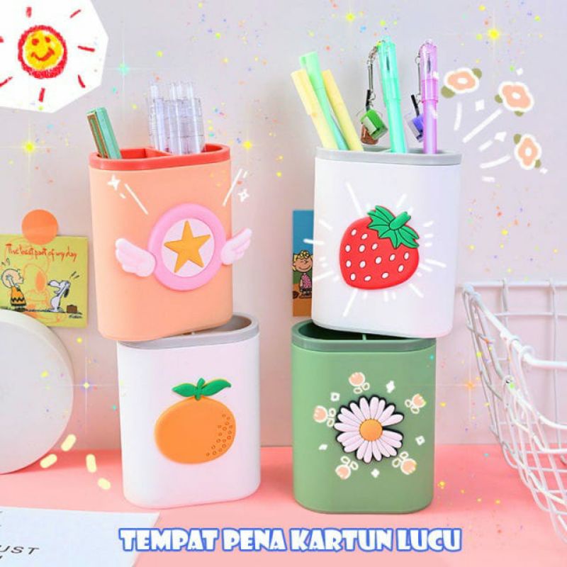 ~ PIYOSHI08 ~ Kotak Tempat Pensil Pulpen Alat Tulis Organizer Desktop Multifungsi Pen Holder Motif Lucu AF186