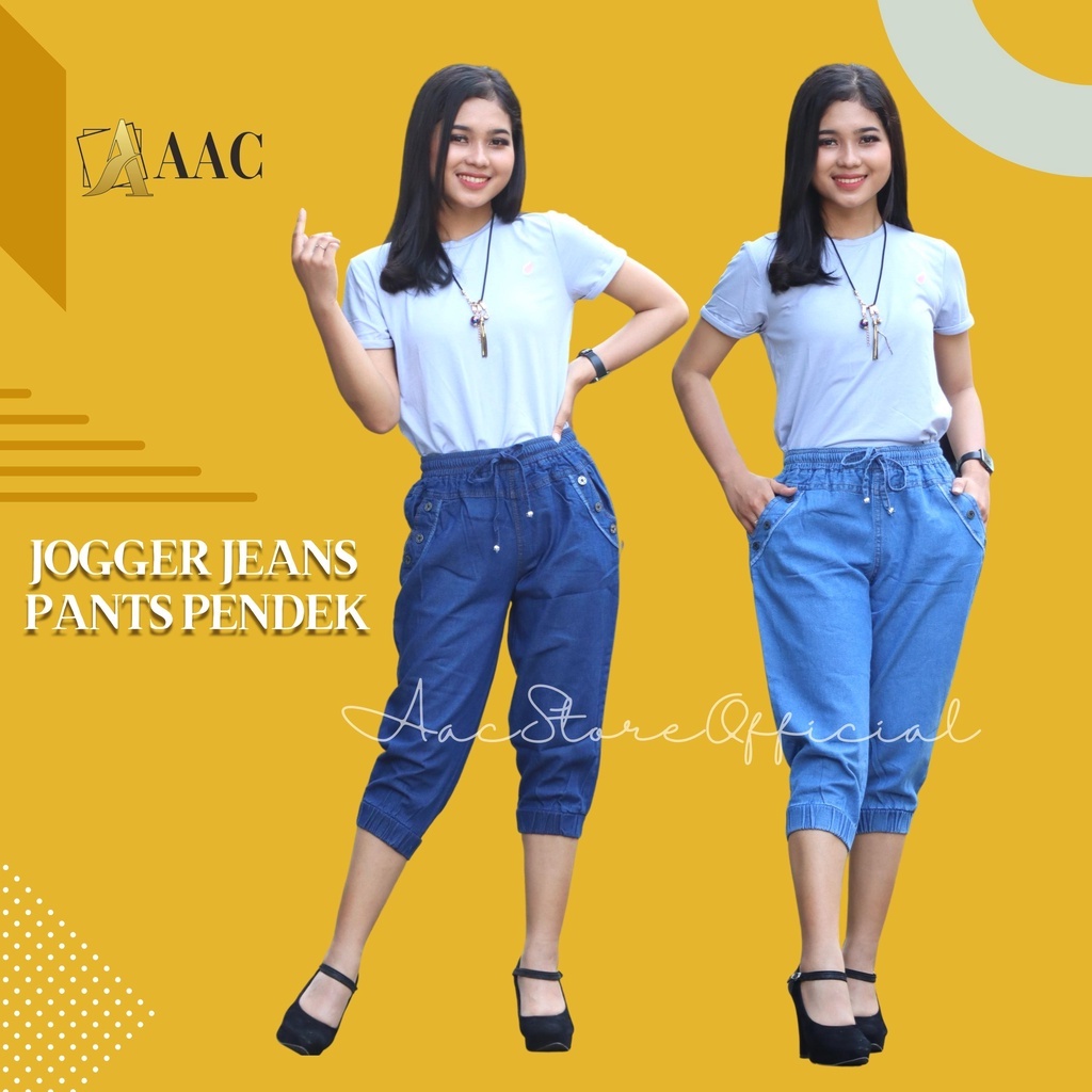 Celana Wanita Pendek Jogger Pants Jeans  Ukuran Standar dan Jumbo