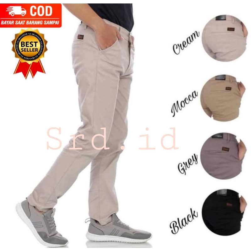 CELANA CHINO PANJANG PRIA SLIMFIT, PANJANG KANTOR PREMIUM