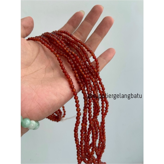 batu manau merah 4mm red garnet carnelian bahan bracelet necklackle